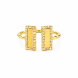 Kate Spade Raising the Bar Gold and Clear Crystal Adjustable Ring - Size 7 (NWT)